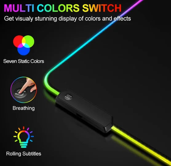 Mousepad Gamer RGB XXL 80x30cm com LED 7 Cores