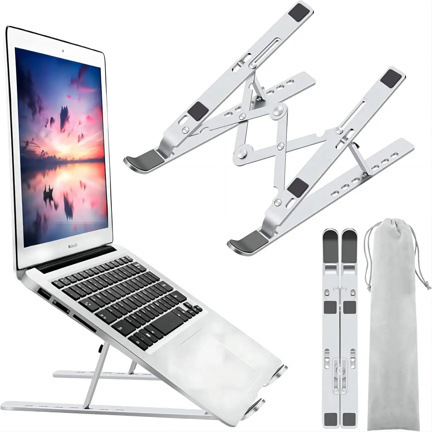 Suporte Premium para Notebook Ajustável em Alumínio e Silicone