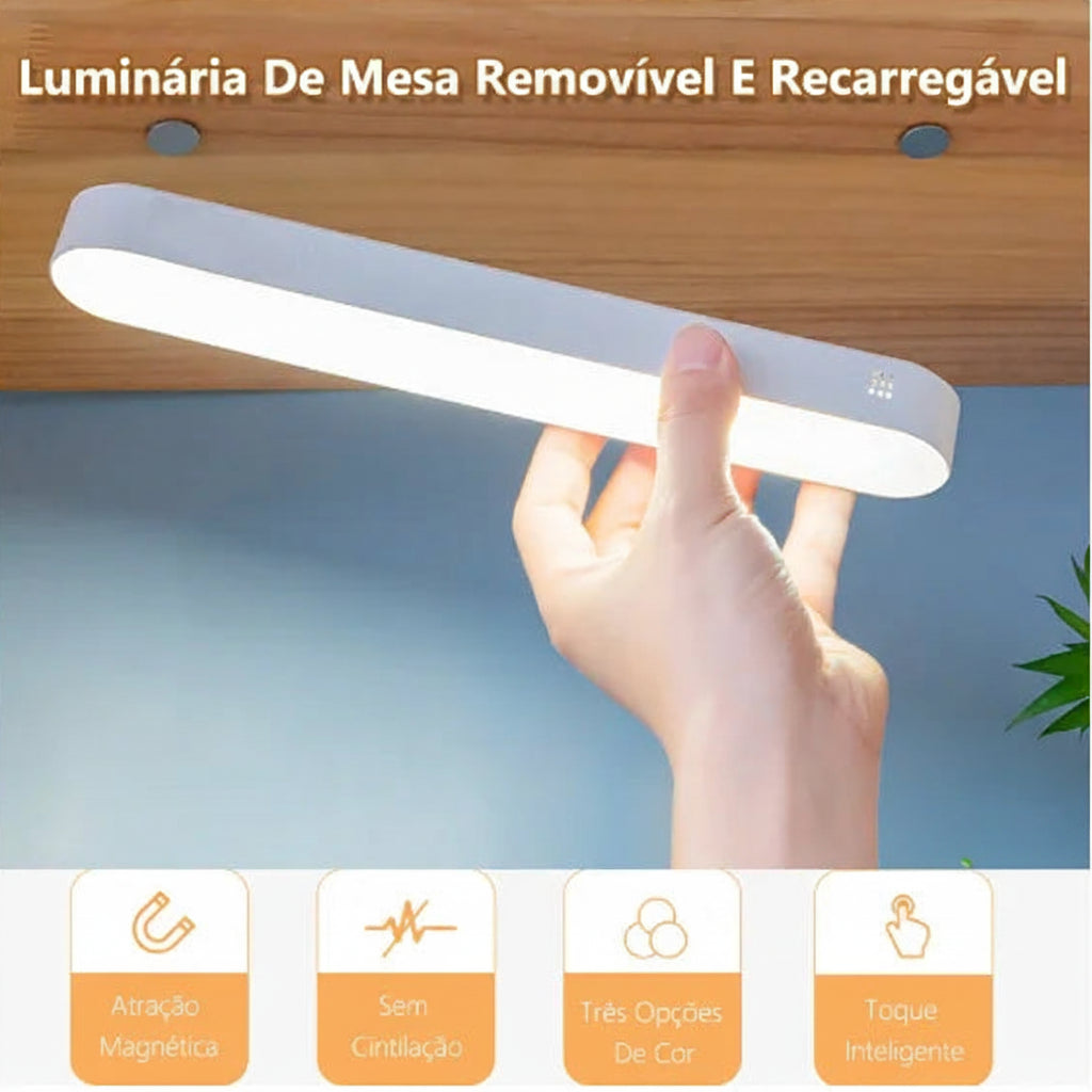 Luminária LED Magnética Recarregável USB para Mesa e Leitura