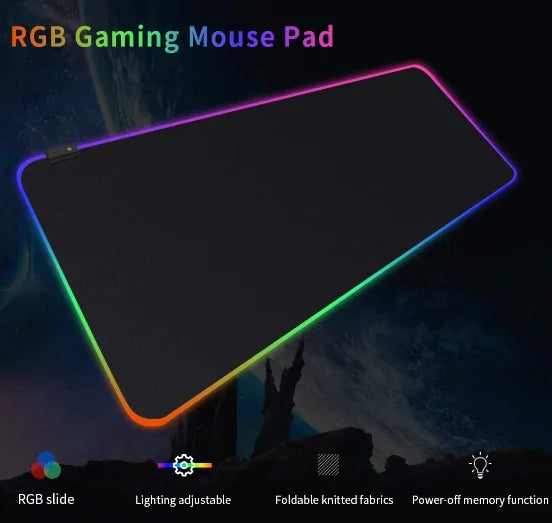 Mousepad Gamer RGB XXL 80x30cm com LED 7 Cores